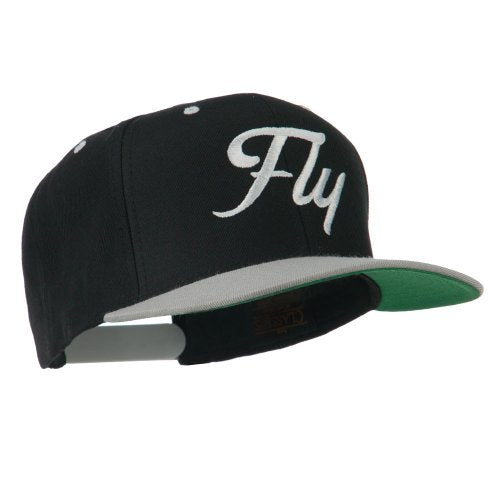 e4Hats.com Fly Embroidered Flat Bill Cap - color: Black Silver
