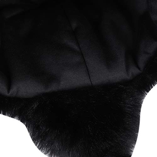 Warmer Faux Fur Trapper Hat for Women, Furry Warm Mongolian Russian Skiing Winter Cold Windproof Earflap Outdoor Cap - color: Black