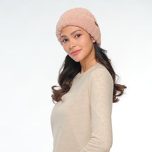 C.C Fuzzy Beanie for Women Unisex - Acrylic Stretchable Soft Warm Knit Winter Skully Hat - color: Acrylic-indi Pink