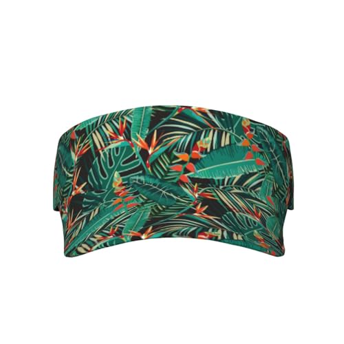 Sports Sun Visor Hats Adjustable Men Women Lightweight Packable Cooling Empty Top Visor Hat for Running, Tennis, Golf - color: Hawaiian Palm Leaves, size: 1-2