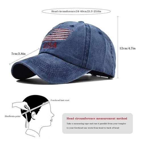 Women's Men's Fashion Baseball Cap Adjustable Strapback Hats Dad Hat Visor Sports Hat - color: American Flag - Navy Blue
