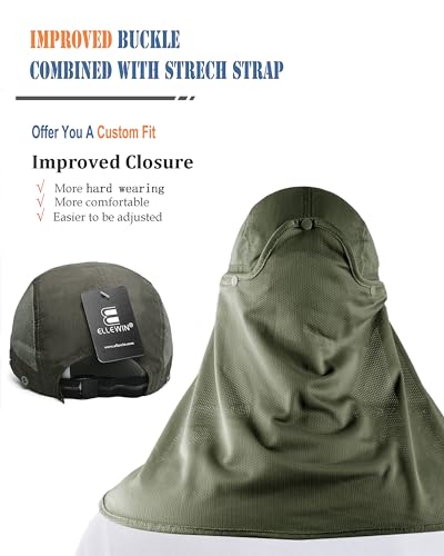 Outdoor Sun Hat for Men Women UPF 50+ Fishing UV Hat with Neck Flap Face Cover for Sun Protection - color: Army Green-regular Brim