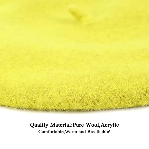 Wheebo Berets for Kids Wool French Beret Hats Artist Painter Hats for Little Girls Boys Solid Color Style - color: Dark Yellow
