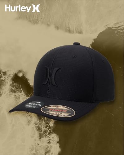 Hurley Mens Baseball Cap, H2O-Dri Stretch Fitted Hat with Curved Bill - color: Black, size: Large-X-Large