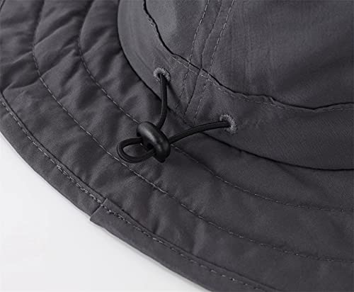 Connectyle Kids Sun Hat for Boys Girls Wide Brim Bucket Hat UPF 50+ Sun Protection Hat Breathable Summer Beach Hat - color: Dark Grey