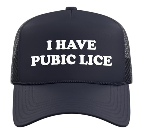 I Have Pubic Lice Trucker Hat with Adjustable Mesh Back - color: Navy Blue