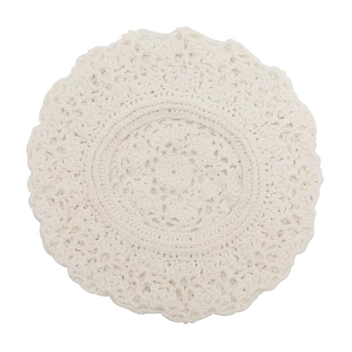 ZLYC Women Cotton Slouchy Crochet Beret Handmade Cutout Floral Beanie Hat - color: Crocheted White