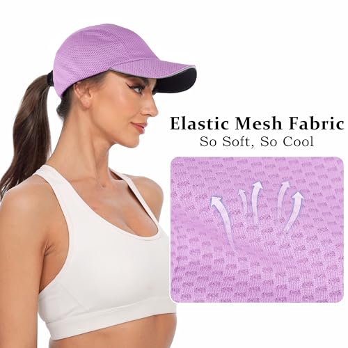 GADIEMKENSD Women's Race Day Running Cap Performance Mesh Hat - Excellent Ventilation, Lightweight, Reflective Safety - color: Light Purple