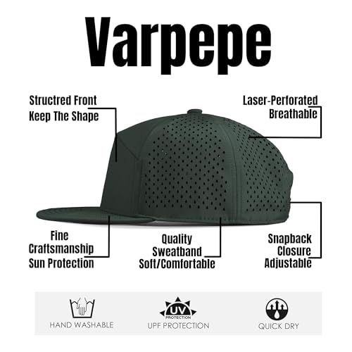 Performance Snapback Hats for Men Women,Flat Bill Cap,Golf,Running,Workout - color: 29.dark Sage