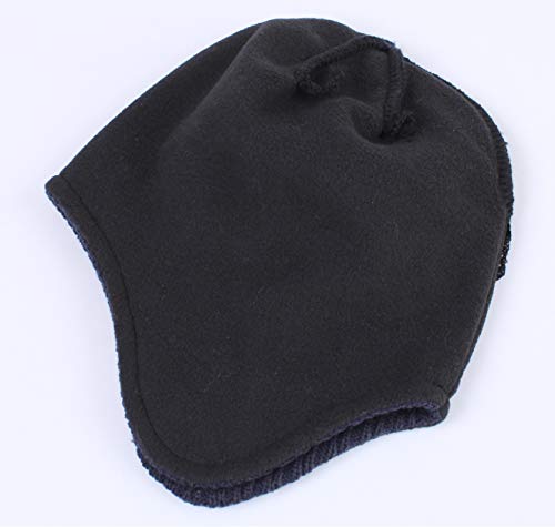Connectyle Men's Knit Winter Hat with Ear Flaps Fleece Lined Beanie Warm Knitted Skull Cap Beanies Watch Hat - color: Navy