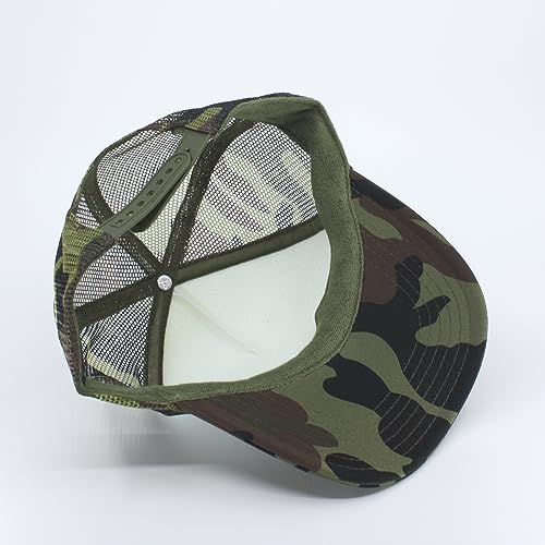 The Vintage Year High Crown Foam Mesh Camouflage Trucker Hat Baseball Cap - color: Camo/White/Camo
