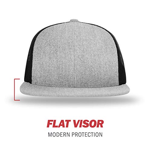 Richardson Unisex 511 Flatbill Trucker Adjustable Snapback Baseball Cap - color: Heather Grey/Black