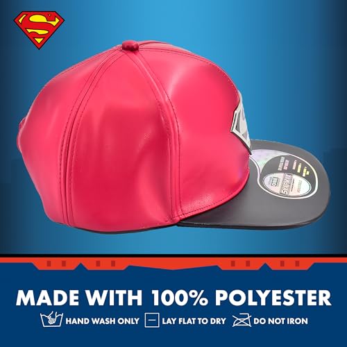 Concept One Unisex Adult DC Comics Superman Baseball Cap, Adult Adjustable Snapback Hat with Flat Brim for Men and Women - color: Black/Red
