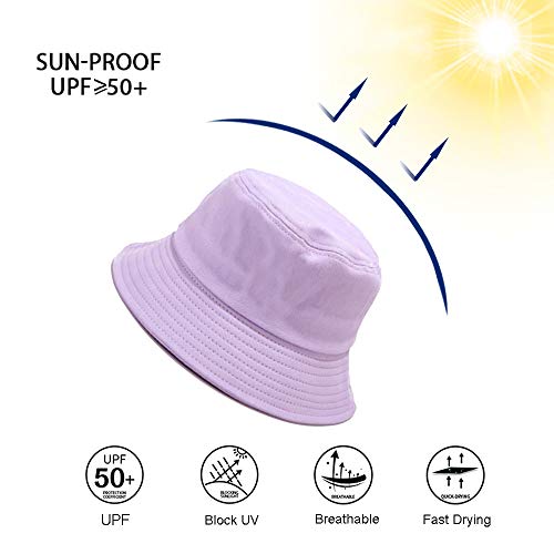 Wheebo Solid Color Bucket Hat for Women Summer Beach Fishmen Hat for Lady Adult Unisex Cotton Cap…… - color: A-sc-lavender