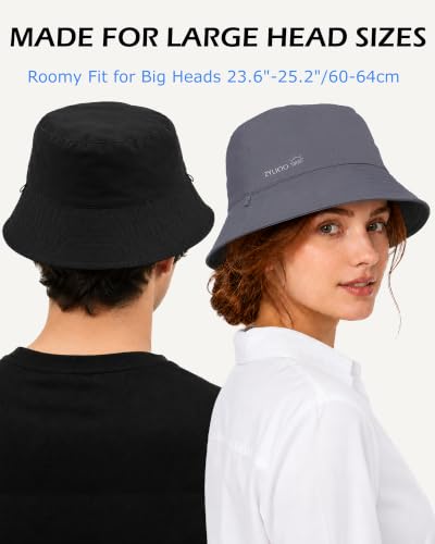 Zylioo XL 2XL Bucket Hat for Big Heads,Reversible Sun Hat Foldable - color: Black-gray, size: X-Large-XX-Large