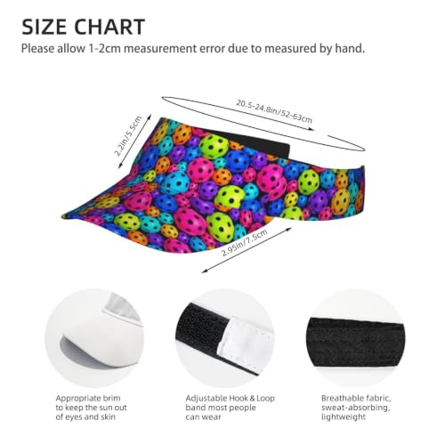 Visors for Women Men, Adjustable Sports Sun Visor Hats Outdoor Tennis Golf Running - color: Colorful Pickleball