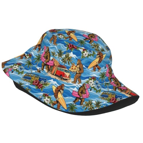 Bucket Hat for Men Women Packable Sun Hats Fisherman Outdoor Summer Travel Hiking Beach Caps - color: Beach Palm Tree