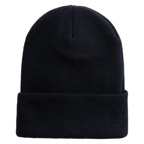e4Hats.com 12 inch Cuffed Knit Long Beanie - color: Black