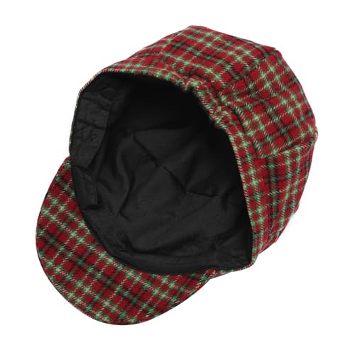 ZLYC Women Classic Newsboy Cap Visor 8 Panel Gatsby Cabbie Paperboy Hat - color: Tartan Red