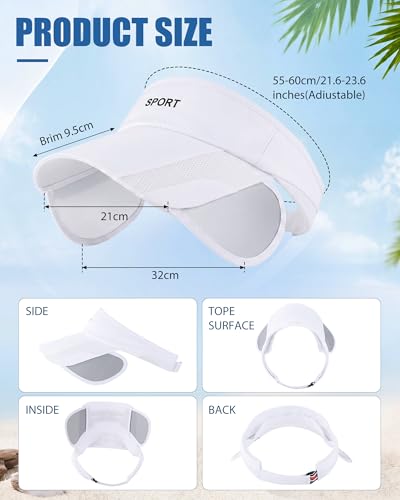 Unittype 9 Pack Sun Golf Visor Hats for Women Adjustable Retractable Brim UV Protection Sun Hats Sports Golf Cap Summer Beach Hat for Outdoor Cycling Hiking Fishing Multicolor