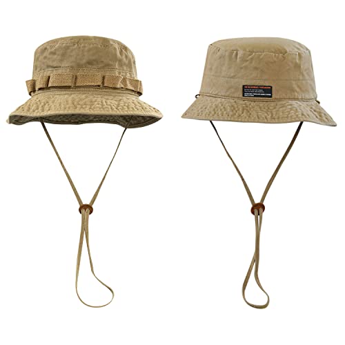 Clakllie Sun Hats for Women Men UV Protection Boonie Hats Summer Safari Jungle Hat Fishing Beach Hats UPF 50+ Camping Hats - color: Khaki-gd77