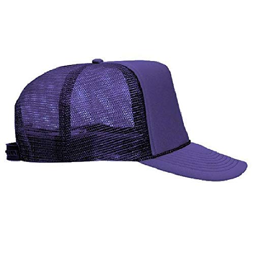 OTTO Polyester Foam Front 5 Panel High Crown Mesh Back Trucker Hat - color: Purple