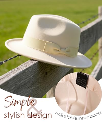 Fedora Hats for Men Women 1920s Short Brim Felt Trilby Hat - color: Beige