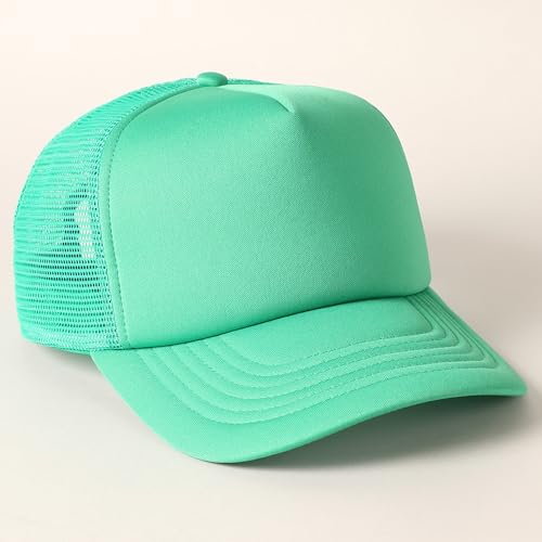 MIRMARU 5 Panels Blank Foam Front Two Tone Solid Trucker Mesh Back Baseball Cap with Adjustable Snapback Strap - color: Solid-kelly Green