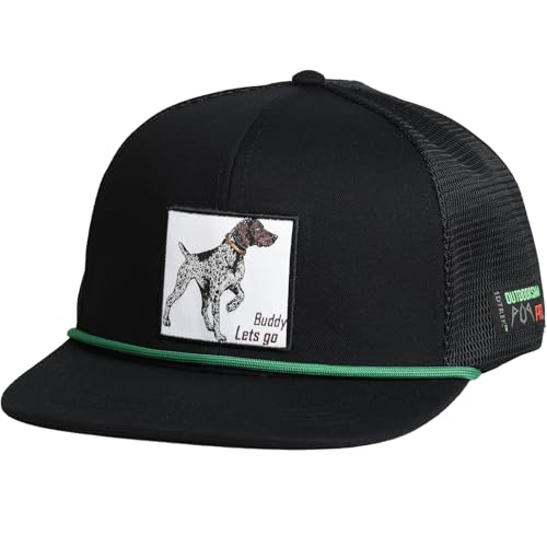 EDTREK Outdoorsman Pro Trucker Breathable Mesh Performance Cap - Flat Brim Snapback Hat - color: Lets Go Buddy - Black