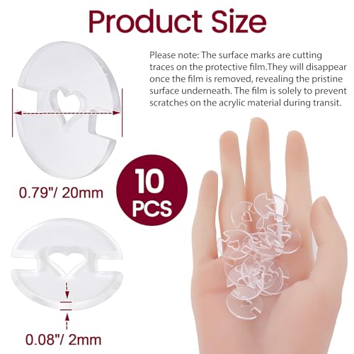 10pcs Acrylic Hat Pom Poms Buttons, 20mm, Clear - color: Clear-A-10pcs
