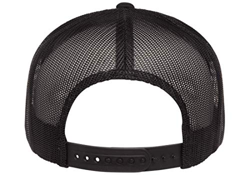 Yupoong 5-Panel YP Classic Trucker Cap | High Profile Flat Visor Snapback - color: Black