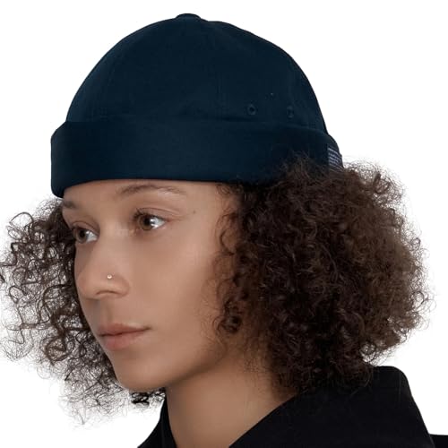 UNDERCONTROL Brimless Sailor Fisherman Leon Hat No Visor Miki Skull Docker Beanie Trawler Tactical Ring Cap for Men & Women - color: Navy