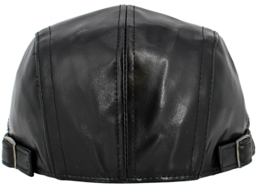 KBETHOS Leather Ascot Made in USA Ivy Collection Classic Newsboy Caps - color: Pu Blk, size: X-Large