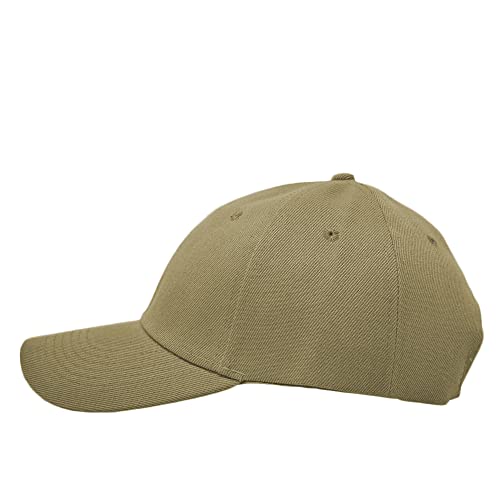Glory Max Plain Baseball Cap Hook & Loop Strap Adjustable Solid Blank Curved Visor Hat - color: Khaki