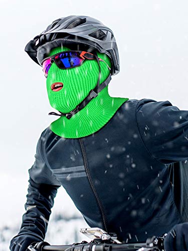 WILLBOND 2 Pieces Knitted Full Face Cover 3 Hole Mask Winter Balaclava Face Cover - color: Sky Blue,green, size: One Size