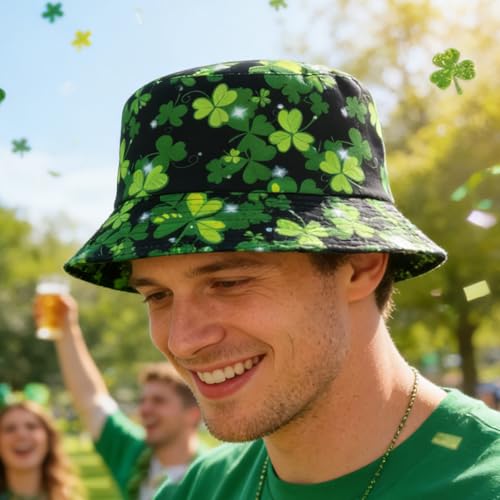 Bucket Hat Funny Duck Fisherman Hat Travel Beach Sun Hat Outdoor Cap for Men Women Adults - color: St Patricks Day