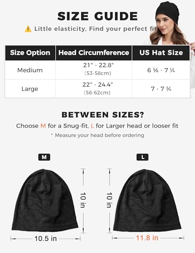 ROYBENS Lightweight 100% Cotton Slouchy Summer Beanie Men Women, Chemo Cap - color: 1pc Black, size: Large