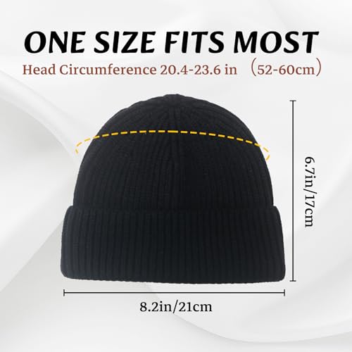 Wool Fisherman Beanies for Men Women Short Cuff Knit Beanie - color: Pink
