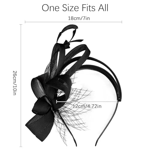 Fascinators Hats for Women, Fascinator Headband Tea Party Hat - color: Black