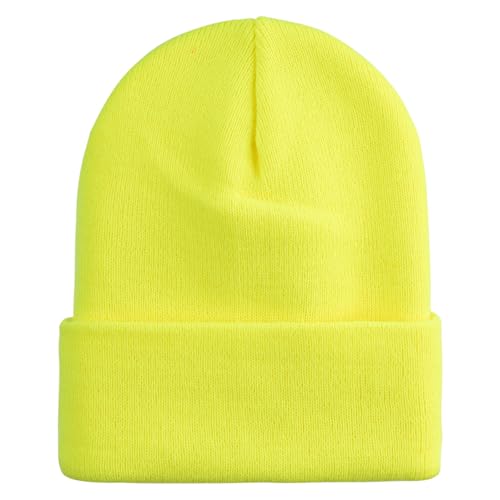 e4Hats.com 12 inch Cuffed Knit Long Beanie - color: Safety Yellow