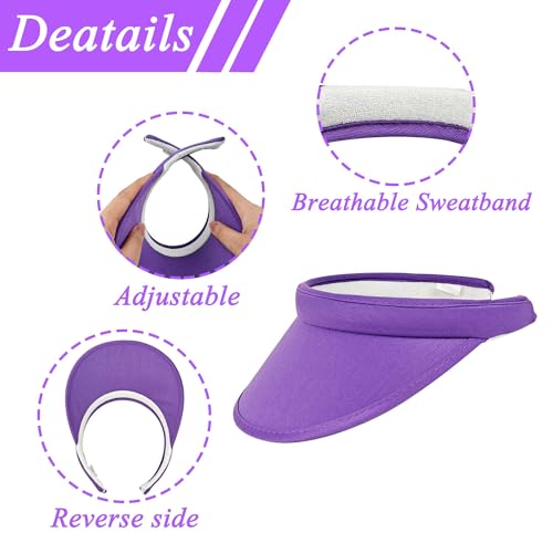 2 Pack Sun Visor Hats Women Men Clip On Wide Brim Visors Hat Outdoor Sports Golf Beach Travel Tennis Caps - color: Red,purple