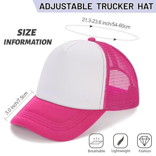 Ultrafun 10 Pack Trucker Hat Mesh Sublimation Blank Hats Adjustable Baseball Caps Hats for Men Women - color: Rose Red White