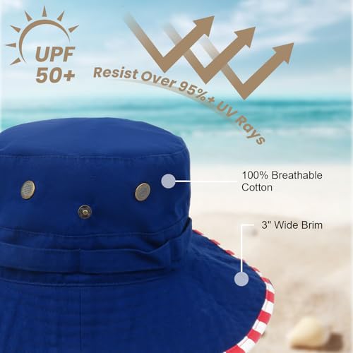 Bucket Hat UV Protection Sun Hat, Boonie Fishing Safari Hats for Outdoors - color: Flag Royal Blue