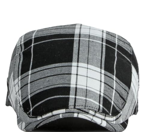 Unisex Classic Plaid Beret Newsboy Hats Flat Sun Hat Sport Golf Baseball Caps Cabbie Driving Cap Hats for Women Men - color: Black