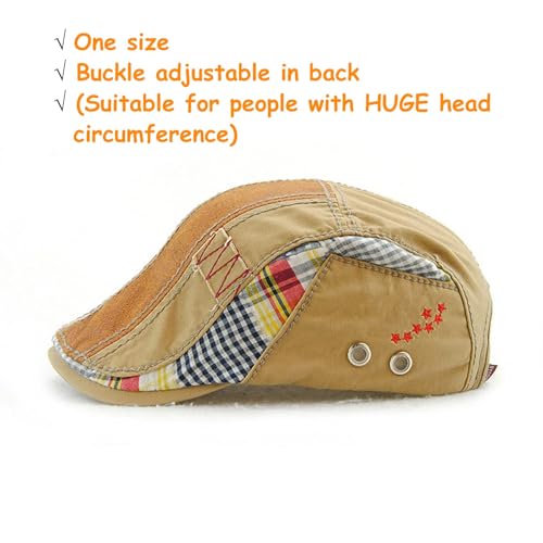 M MOACC Men Beret Hat Cotton Adjustable Newsboy Hats Cabbie Gatsby Cap Driving Flat Caps - color: Hat-t1-beige