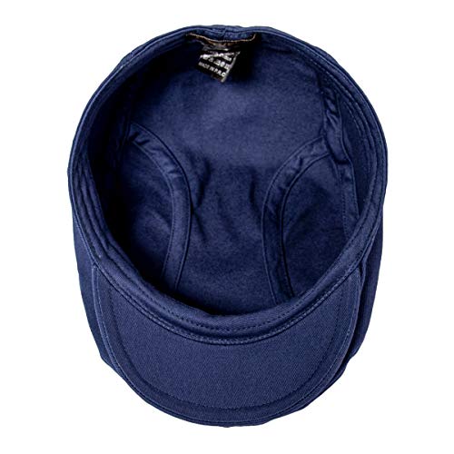 BOTVELA Men Cotton Twill Newsboy Flat Hat Fitted Cap - color: Navy, size: 7 7/8