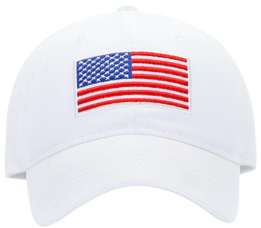 USA Flag Dad Hats, Fits OSFM & XXL Heads, US Patriotic Veterans Army Operator Military Baseball Cap Men Women - color: White, size: X-Large-XX-Large