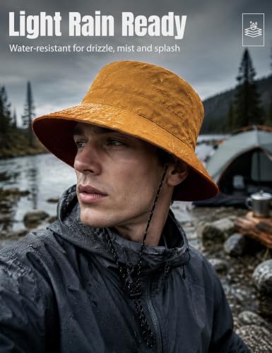 Durio Bucket Hat for Men Women, Waterproof Rain Sun Hat for Outdoor Travel - color: Turmeric