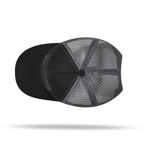 American Flag Trucker Hat - Snapback Hat, Baseball Cap for Men Women - Breathable Mesh Side, Adjustable Fit - for Casual Wear - color: Black/Dark Gray
