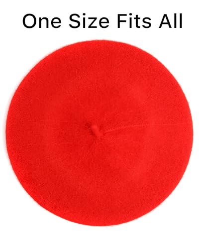 Parquet Solid Color French Beret Hat. Classic French, Casual and Chic Lightweight Cap for Women - color: Red